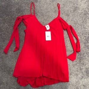Red Flowy Tank Top with ties